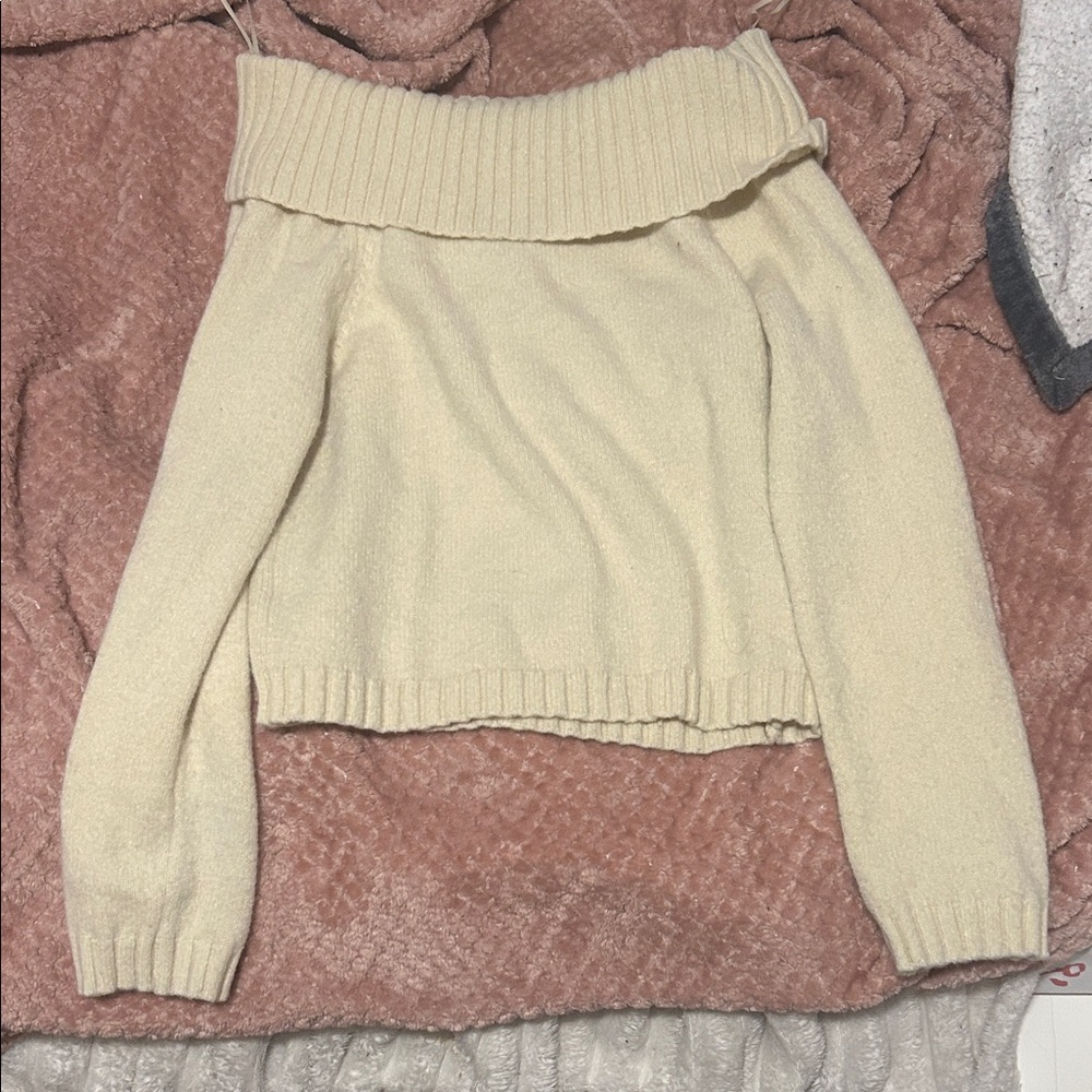 Elegant Cream Off-Shoulder Sweater